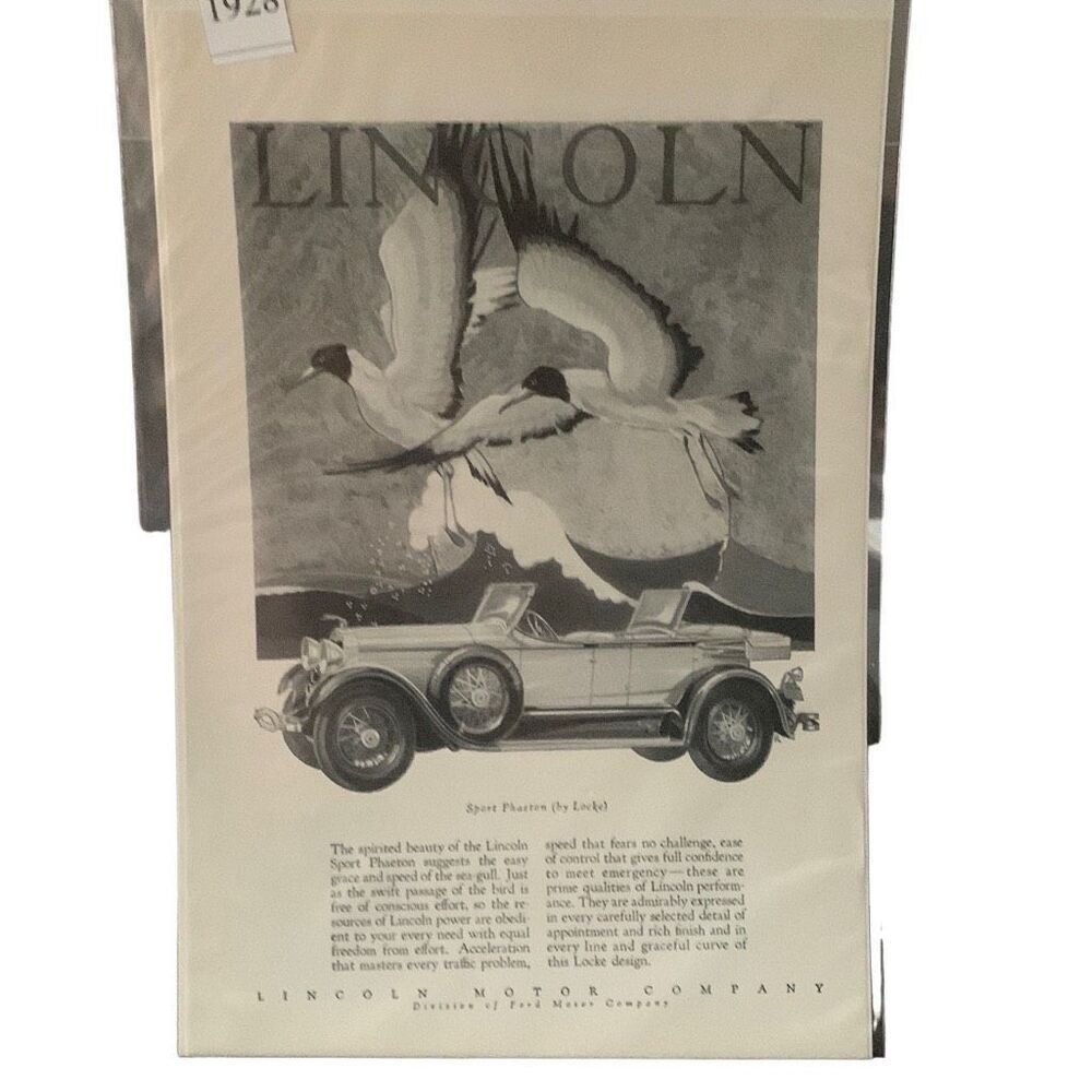 Vintage 1928 Ford Lincoln Sport Phaeton Ad Advertisement